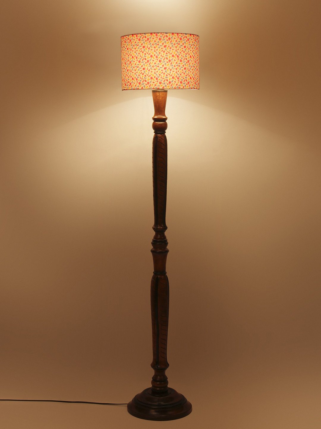 Ambika Home Elegant Premium Multi Cotton Solid Wood Floor Lamp for Modern Living Room | Handcrafted Wood Floor Lamp with Multi Cotton Shade for Living Room, Bedroom & Home Decor - Image 4
