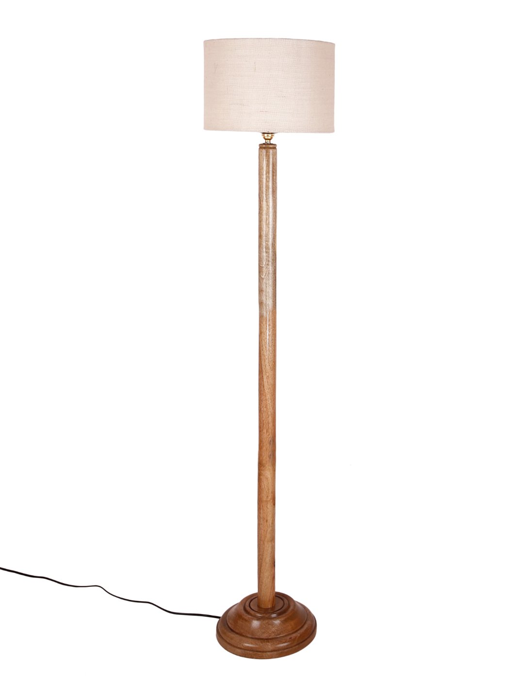 Ambika Home White Shade Wooden Floor Lamp for Living Room, Bedroom & Hallway | Premium Wood Standing Lamp | E27 Holder Included Bulb - Image 3