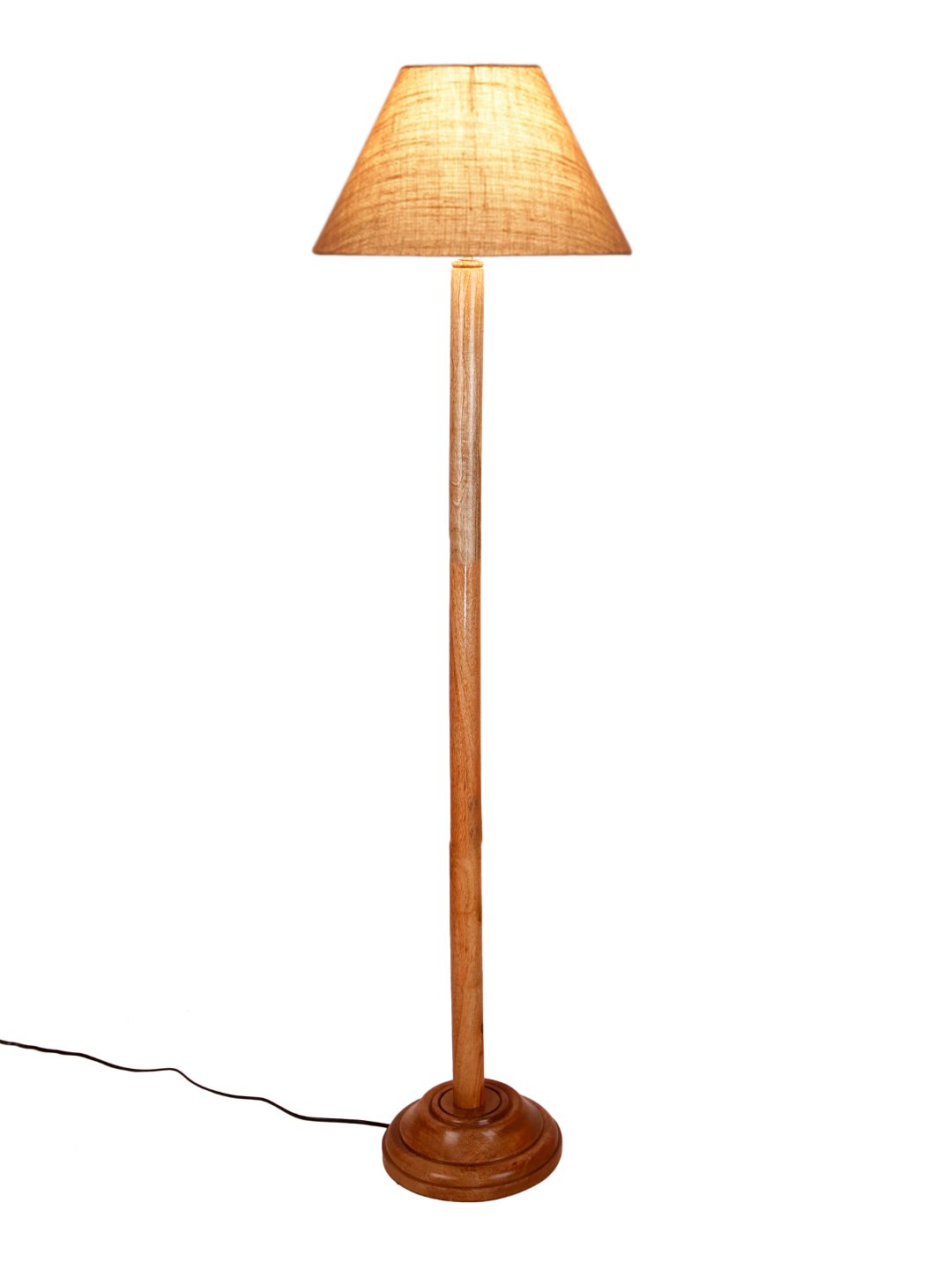 Ambika Home Beige Shade Wooden Floor Lamp for Living Room, Bedroom & Hallway | Premium Wood Standing Lamp | E27 Holder Included Bulb - Image 3