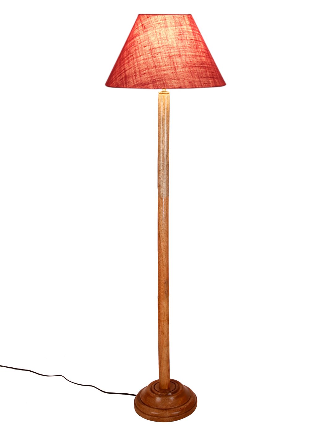 Ambika Home Pink Shade Wooden Floor Lamp for Living Room, Bedroom & Hallway | Premium Wood Standing Lamp | E27 Holder Included Bulb - Image 3