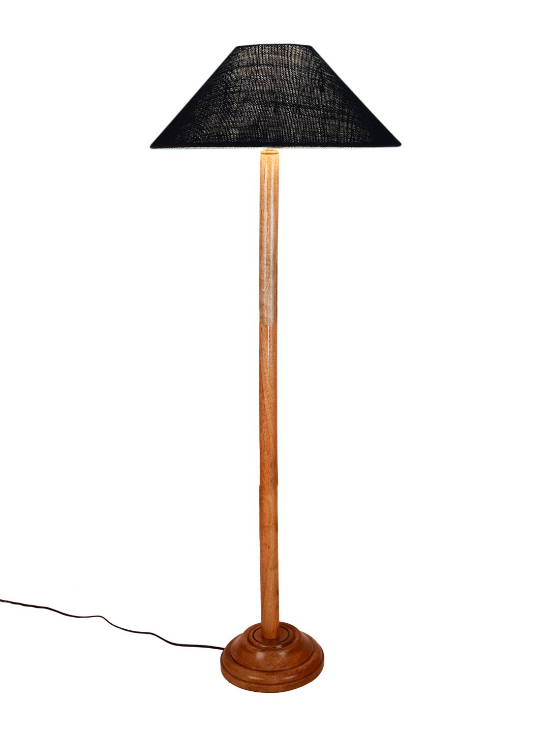 Ambika Home Blue Shade Wooden Floor Lamp for Living Room, Bedroom & Hallway | Premium Wood Standing Lamp | E27 Holder Included Bulb - Image 3