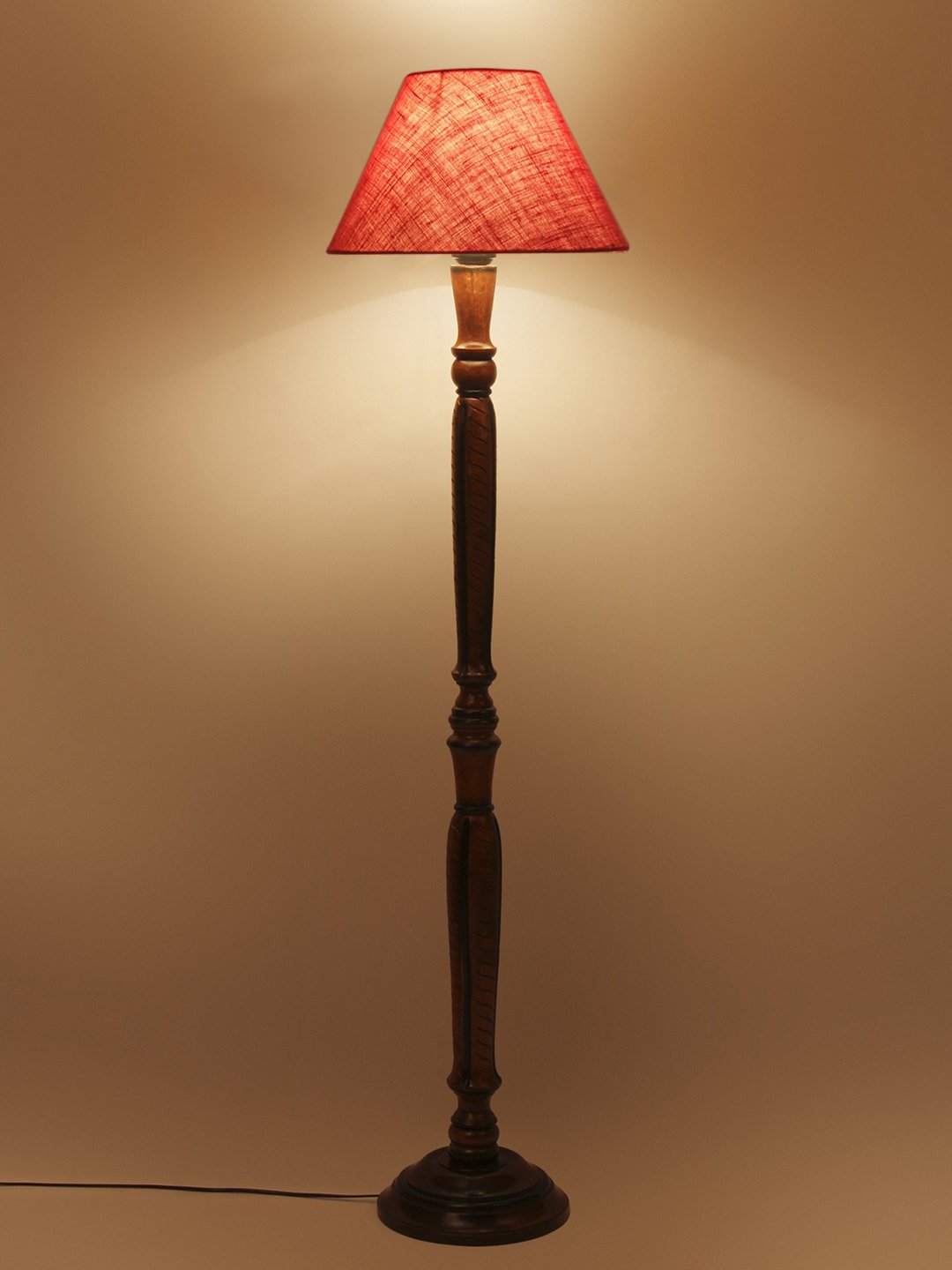 Ambika Home Conical Elegant Pink Jute Handcrafted Wooden Floor Lamp for Bedroom & Living Room | Handcrafted Wood Floor Lamp with Pink Jute Shade for Living Room, Bedroom & Home Decor - Image 4