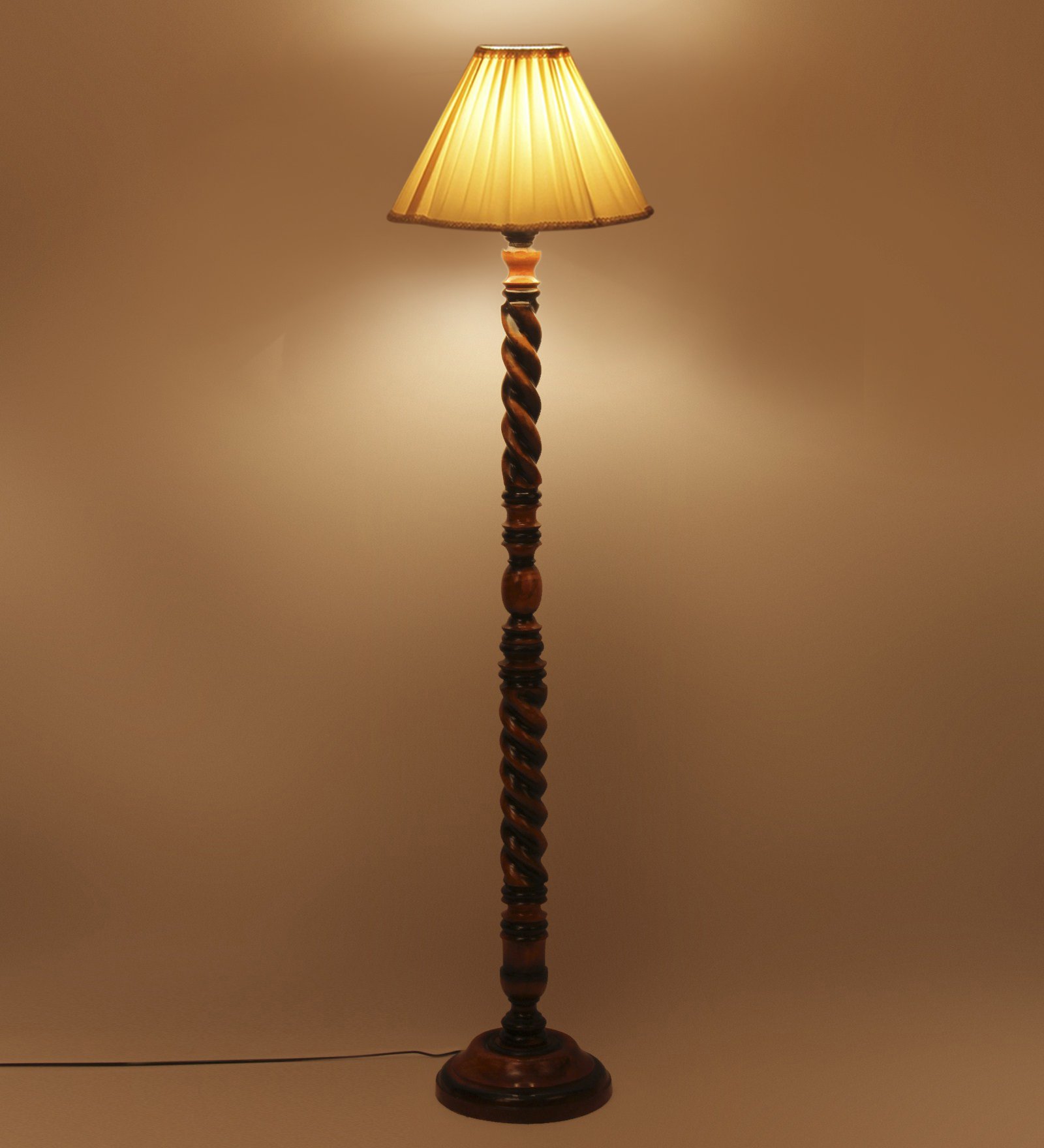 Ambika Home Elegant Empire Designer Shade Wooden Floor Lamp for Living Room, Bedroom, Hallway, Guest Room & Hotel Decor | Handcrafted Standing Lamp with E27 Holder - Image 3