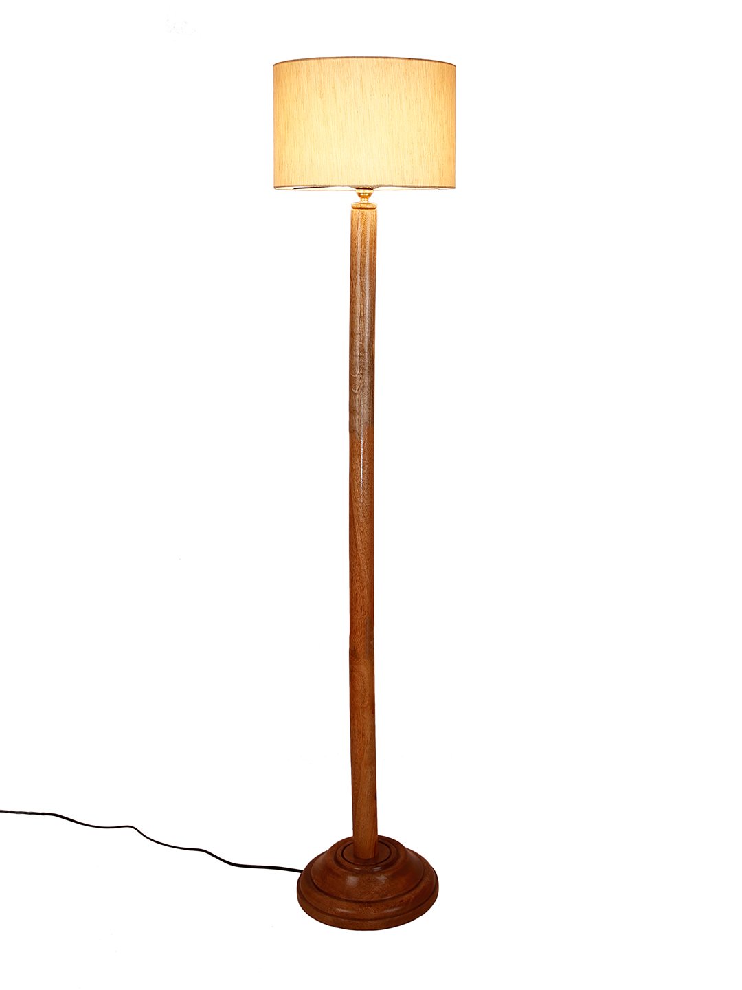 Ambika Home Off-white Shade Wooden Floor Lamp for Living Room, Bedroom & Hallway | Premium Wood Standing Lamp | E27 Holder Included Bulb - Image 4