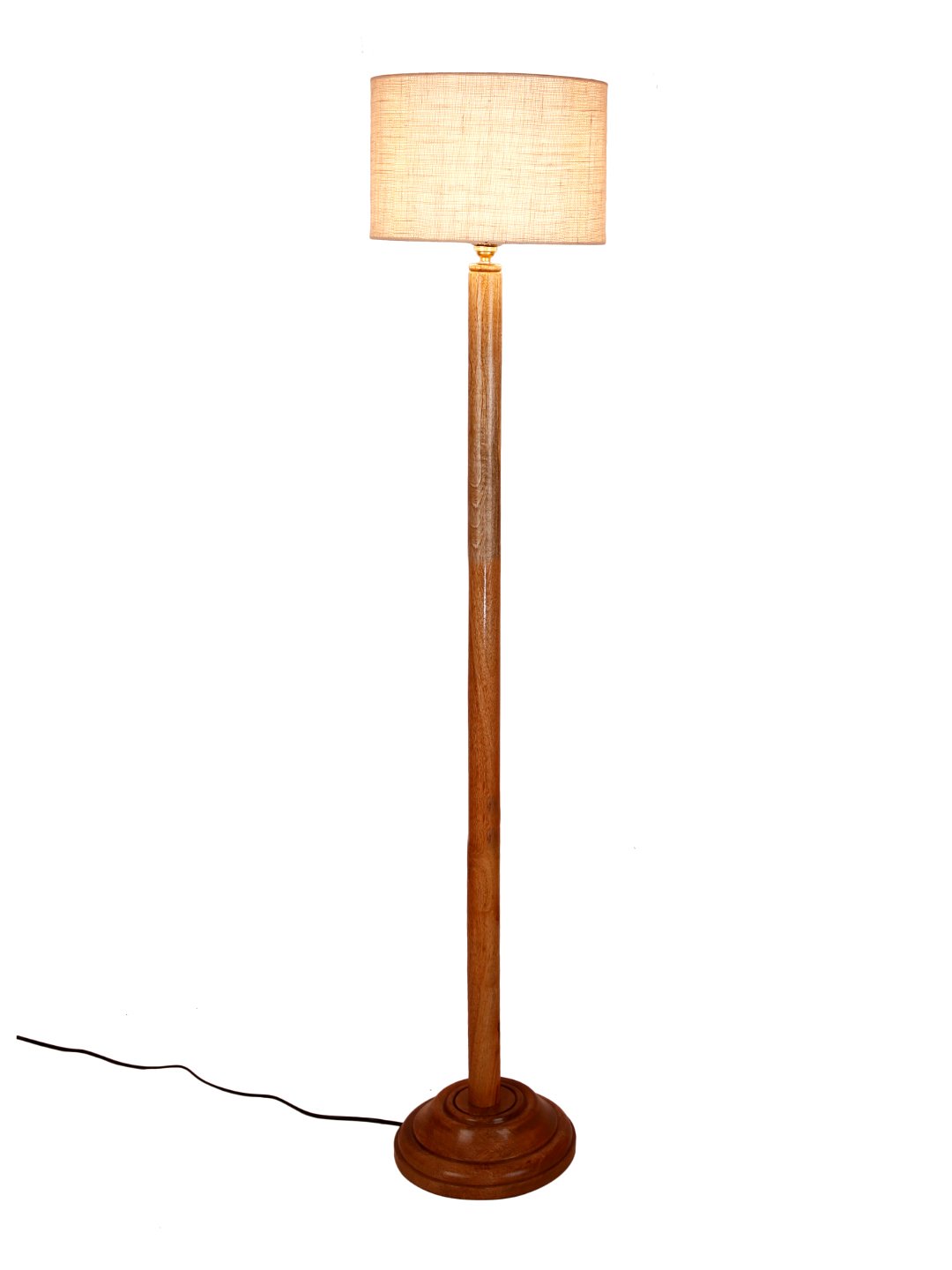 Ambika Home White Shade Wooden Floor Lamp for Living Room, Bedroom & Hallway | Premium Wood Standing Lamp | E27 Holder Included Bulb - Image 4