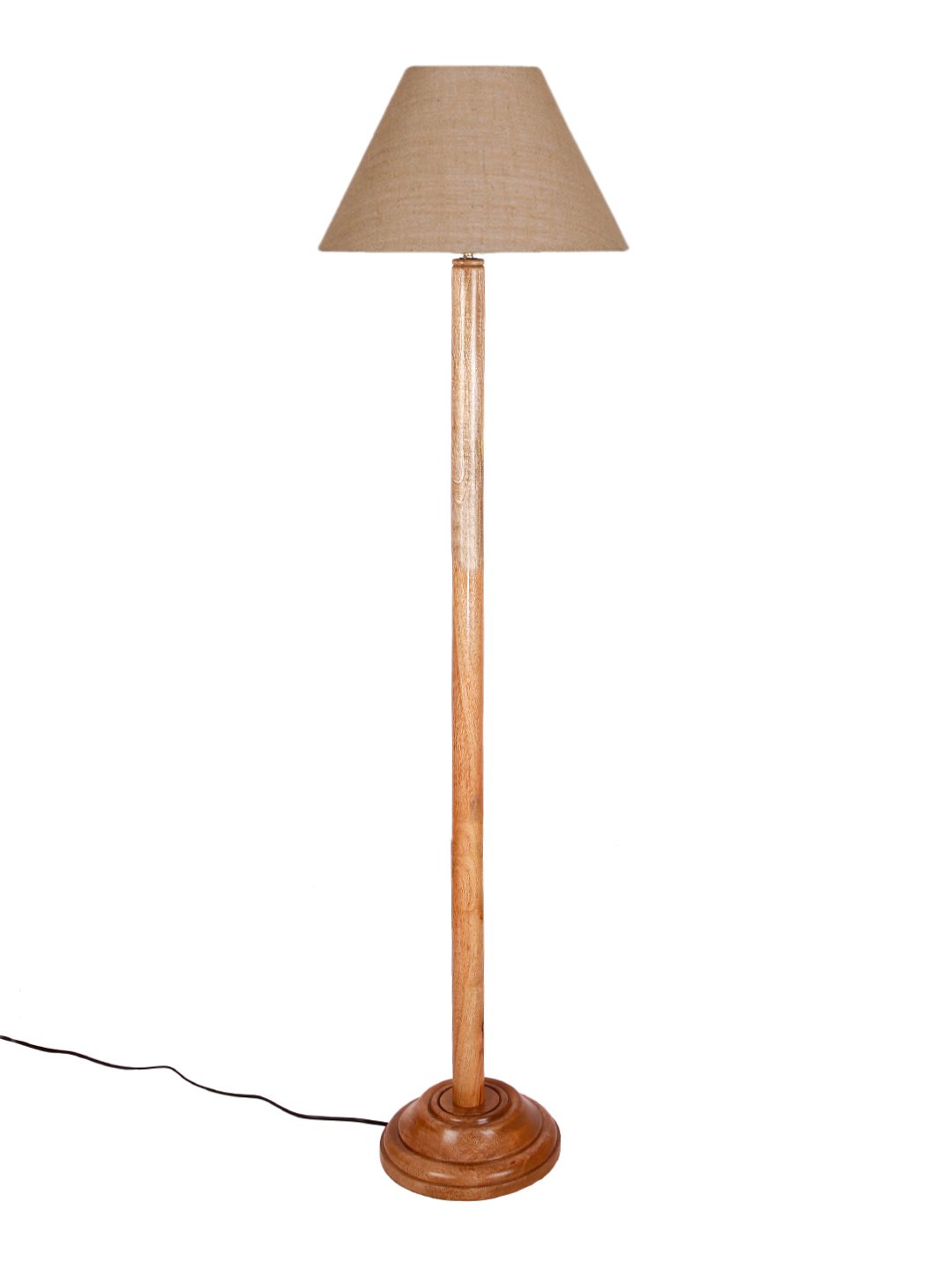 Ambika Home Beige Shade Wooden Floor Lamp for Living Room, Bedroom & Hallway | Premium Wood Standing Lamp | E27 Holder Included Bulb - Image 4