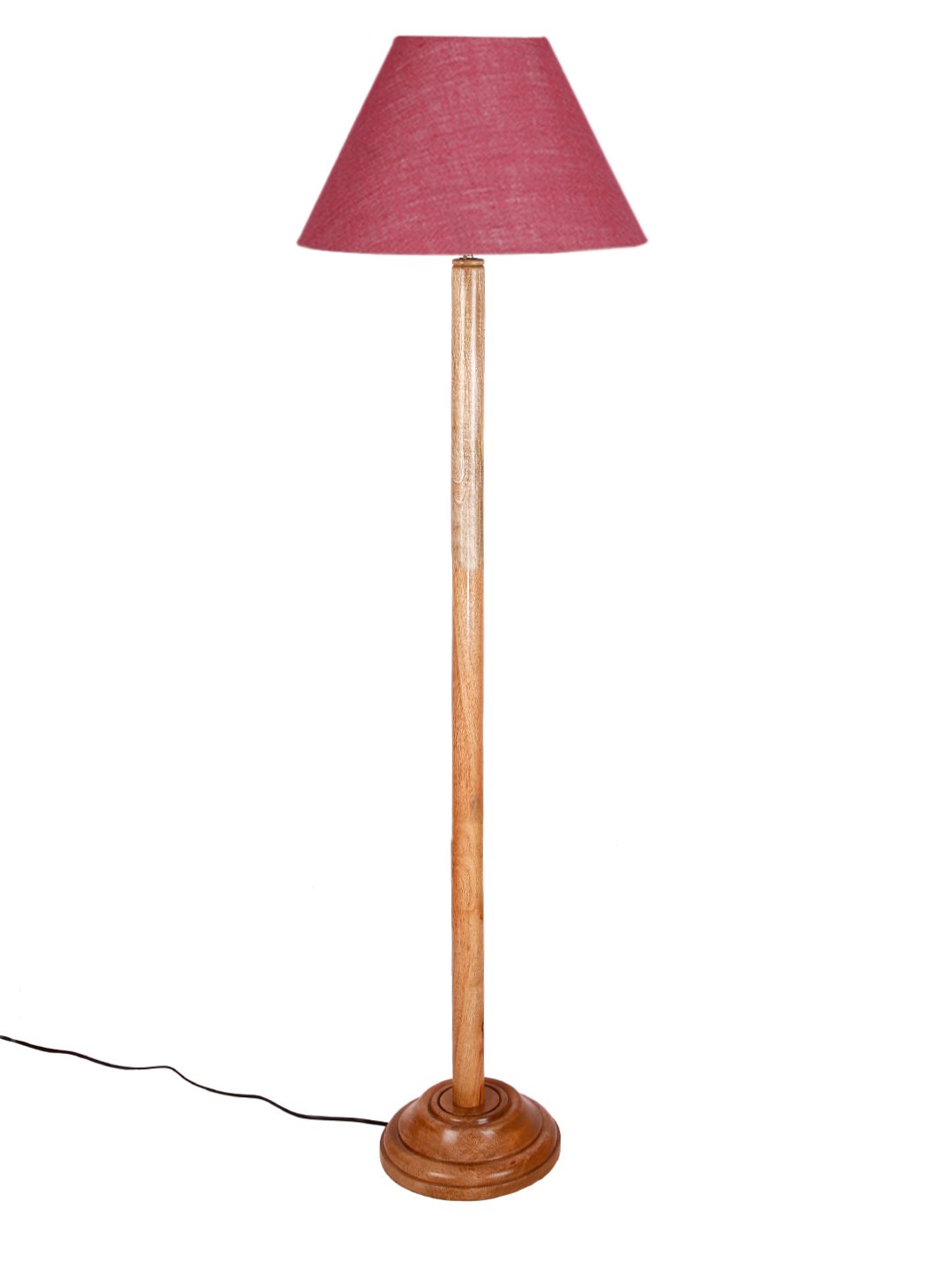 Ambika Home Pink Shade Wooden Floor Lamp for Living Room, Bedroom & Hallway | Premium Wood Standing Lamp | E27 Holder Included Bulb - Image 4