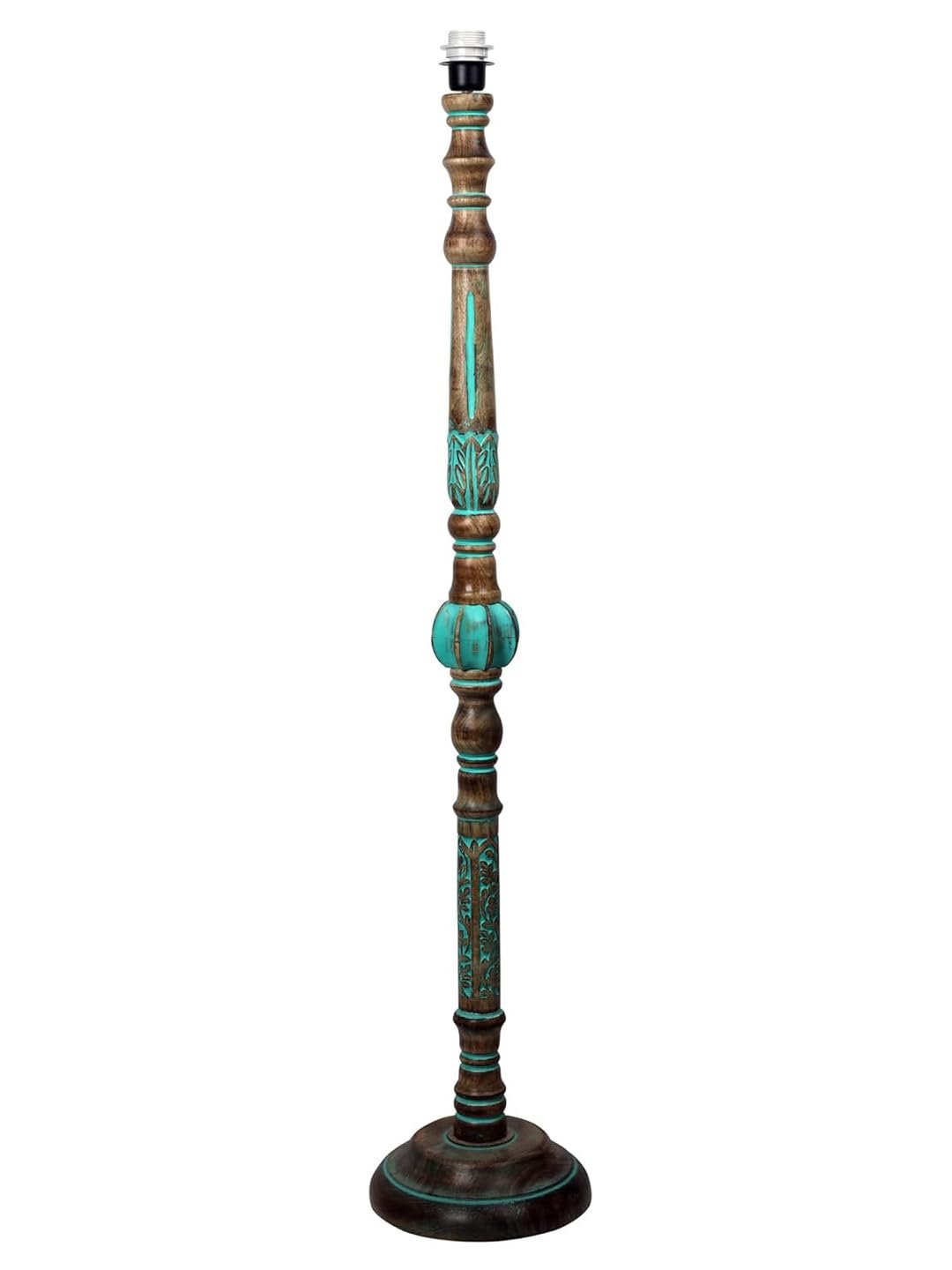 Ambika Home ORANGE Shade Wooden Floor Lamp for Living Room, Bedroom & Hallway | Modern Wood Standing Lamp | B22 Holder | Hotel & Guest Room Decor - Image 4