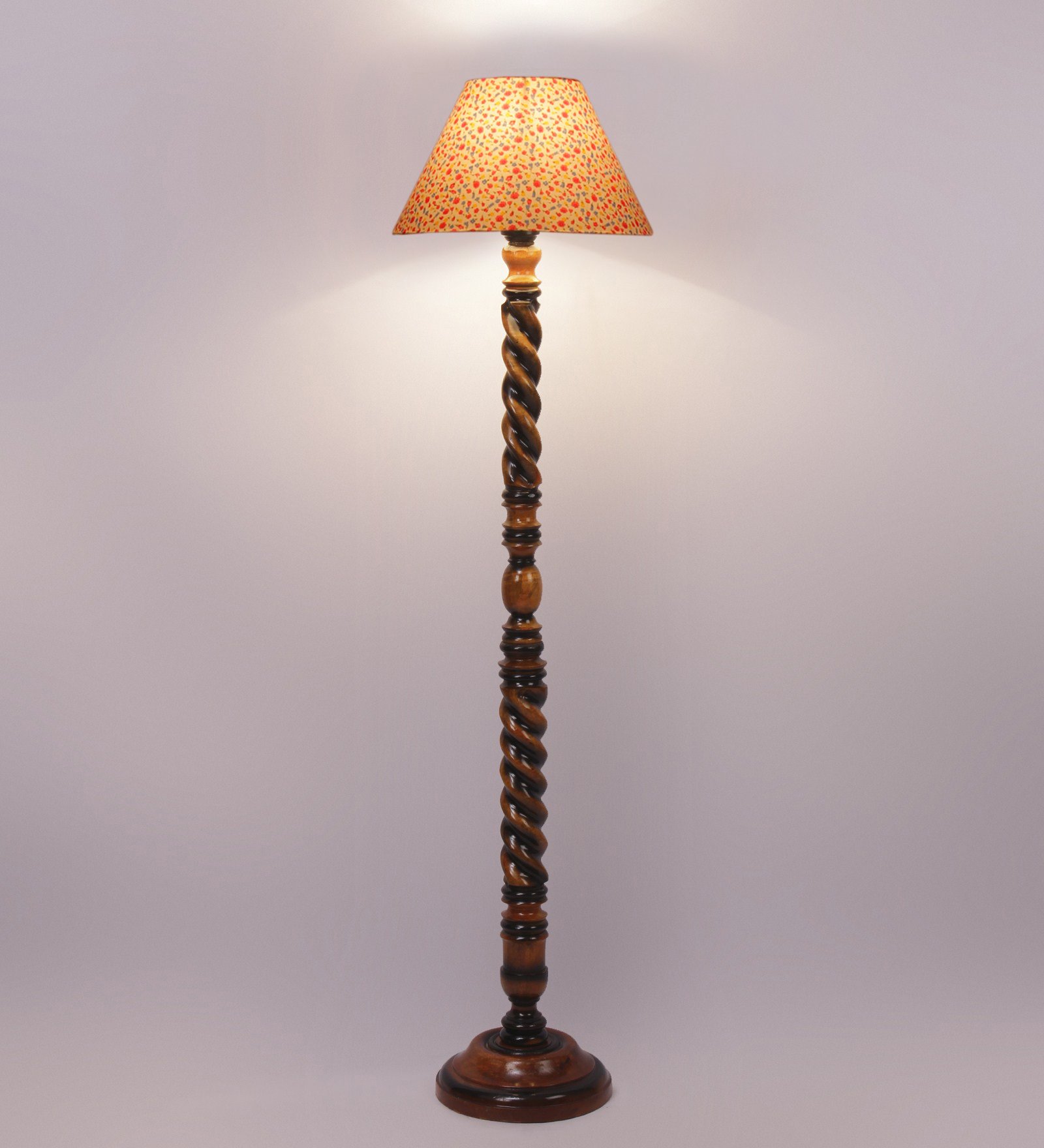 Ambika Home Palace Luxe Designer Shade Wooden Floor Lamp for Living Room, Bedroom, Hallway, Guest Room & Hotel Decor | Handcrafted Standing Lamp with E27 Holder - Image 4