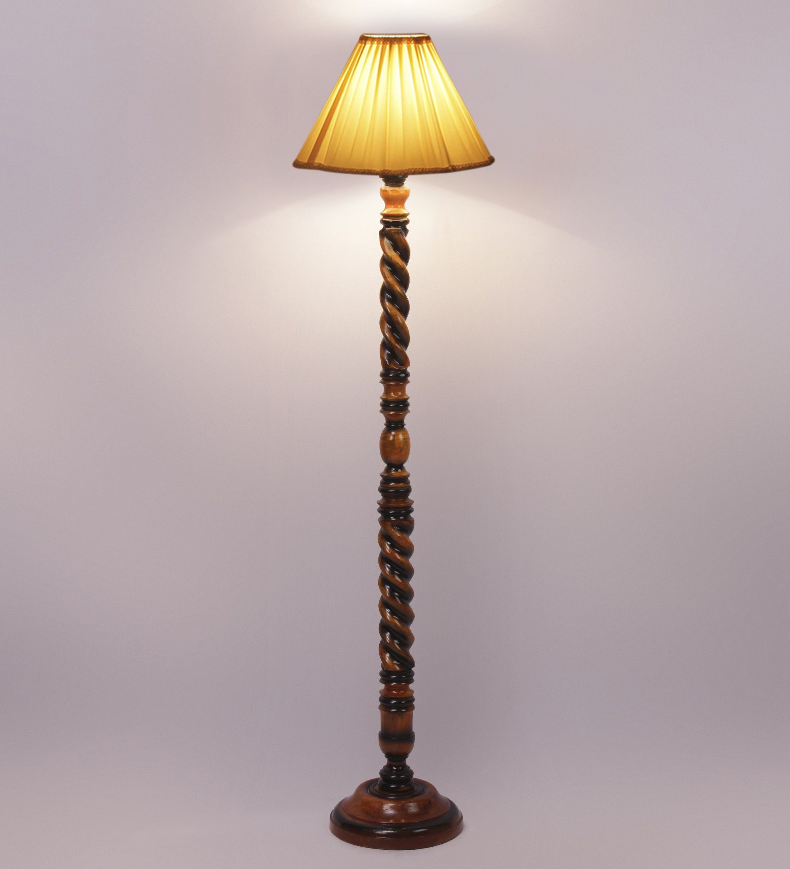 Ambika Home Elegant Empire Designer Shade Wooden Floor Lamp for Living Room, Bedroom, Hallway, Guest Room & Hotel Decor | Handcrafted Standing Lamp with E27 Holder - Image 4