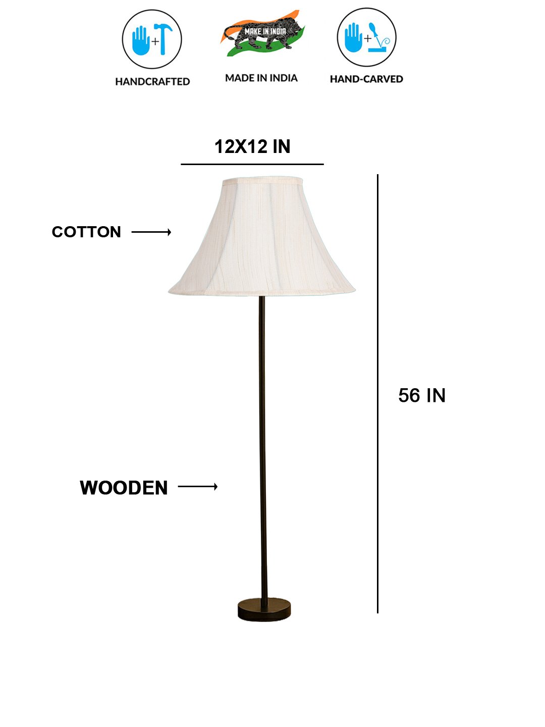 Ambika Home off white Soft back with wood Base Decorative Floor Lamp for Living Room, Bedroom & Office - Image 5