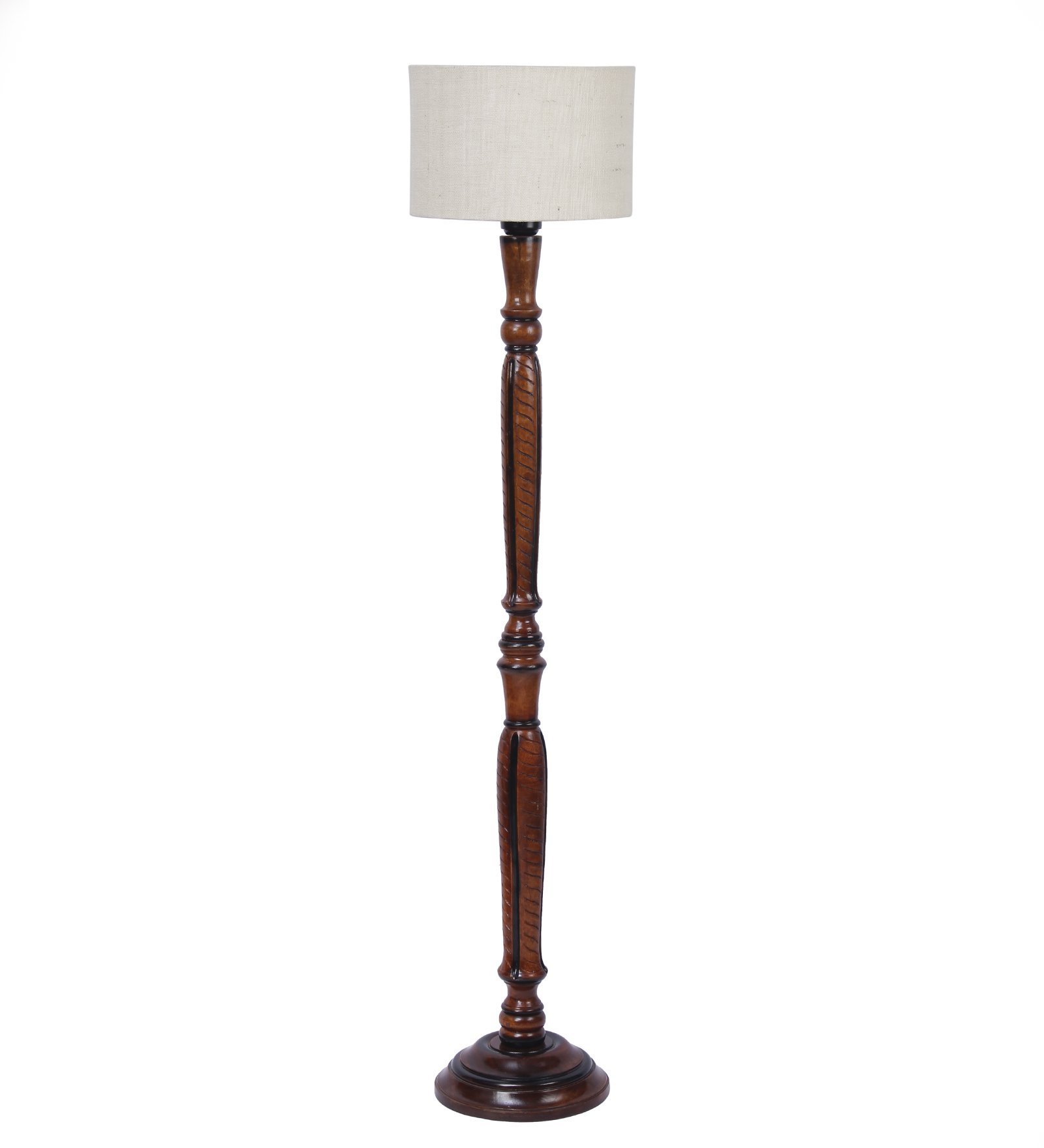 Ambika Home Premium White Jute Solid Wood Floor Lamp for Living Room | Handcrafted Wood Floor Lamp with White Jute Shade for Living Room, Bedroom & Home Decor - Image 5