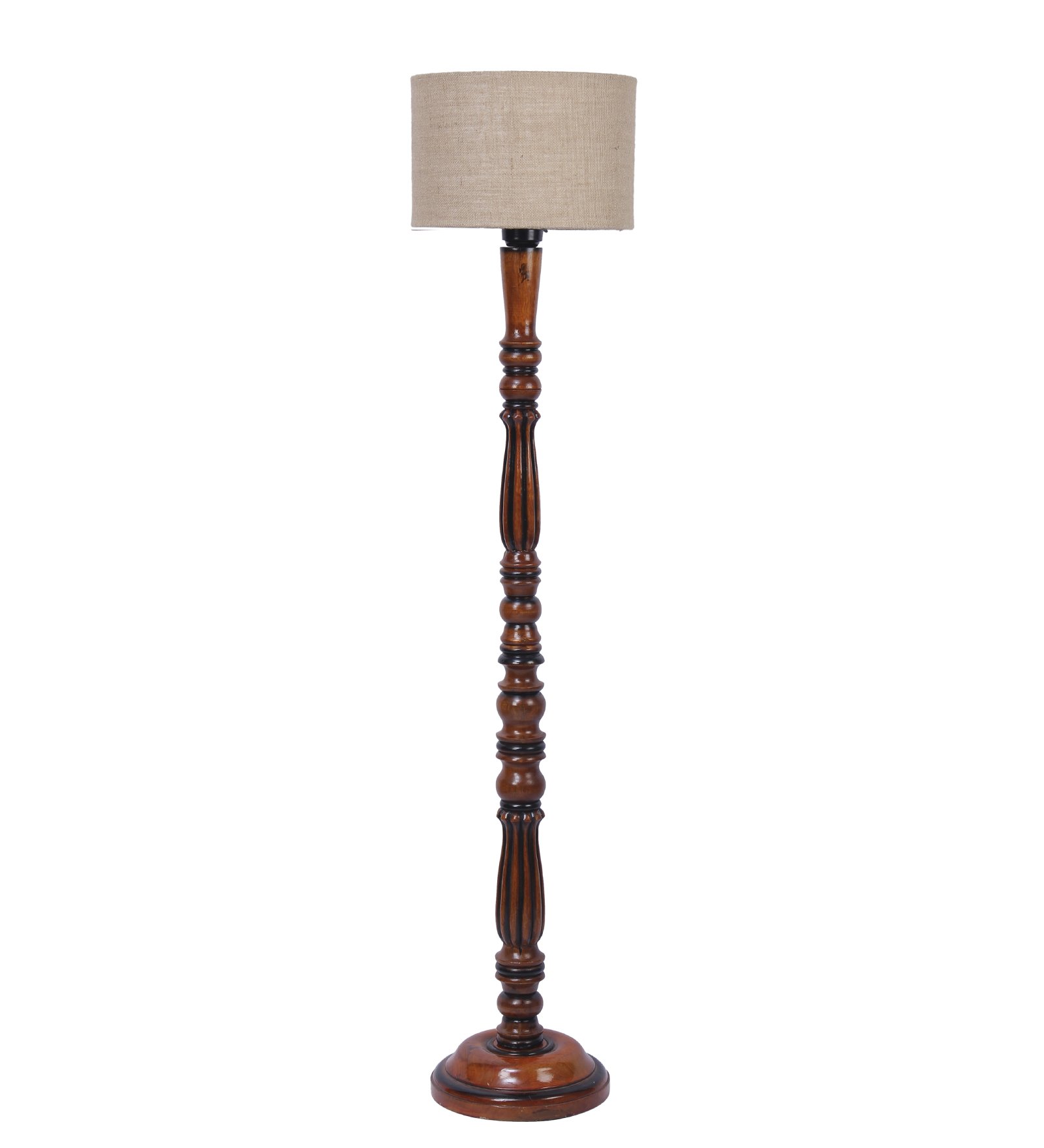 Ambika Home Luxury Beige Jute Handcrafted Wooden Floor Lamp for Home Décor | Handcrafted Wood Floor Lamp with Beige Jute Shade for Living Room, Bedroom & Home Decor - Image 8