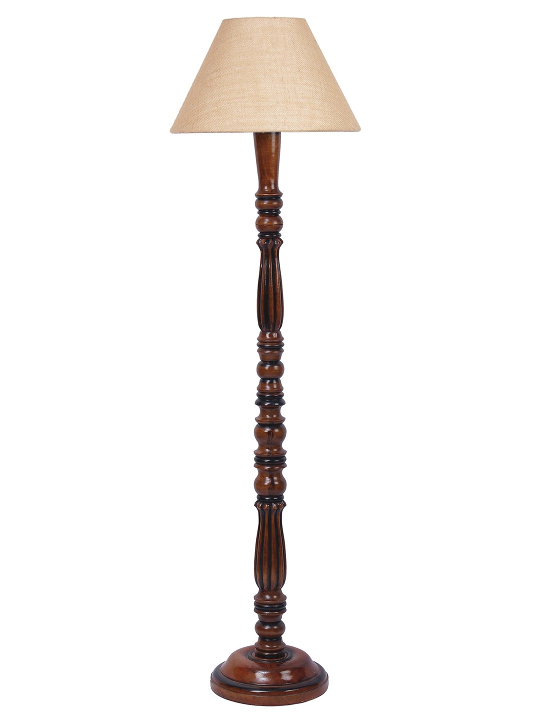 Ambika Home Conical Luxury Beige Jute Handcrafted Wooden Floor Lamp for Home Décor | Handcrafted Wood Floor Lamp with Beige Jute Shade for Living Room, Bedroom & Home Decor - Image 8