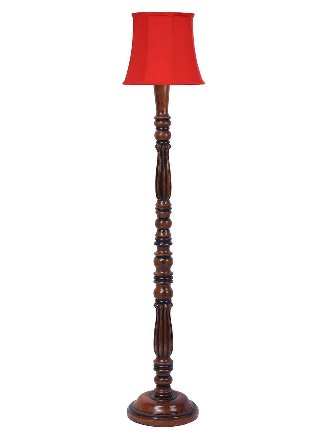 Ambika Home Premium Solid Wood Cylindrical Black Cotton Floor Lamp for Elegant Living Room & Bedroom | Handcrafted Wood Floor Lamp with Off-white Cotton Shade for Living Room, Bedroom & Home Decor - Image 8