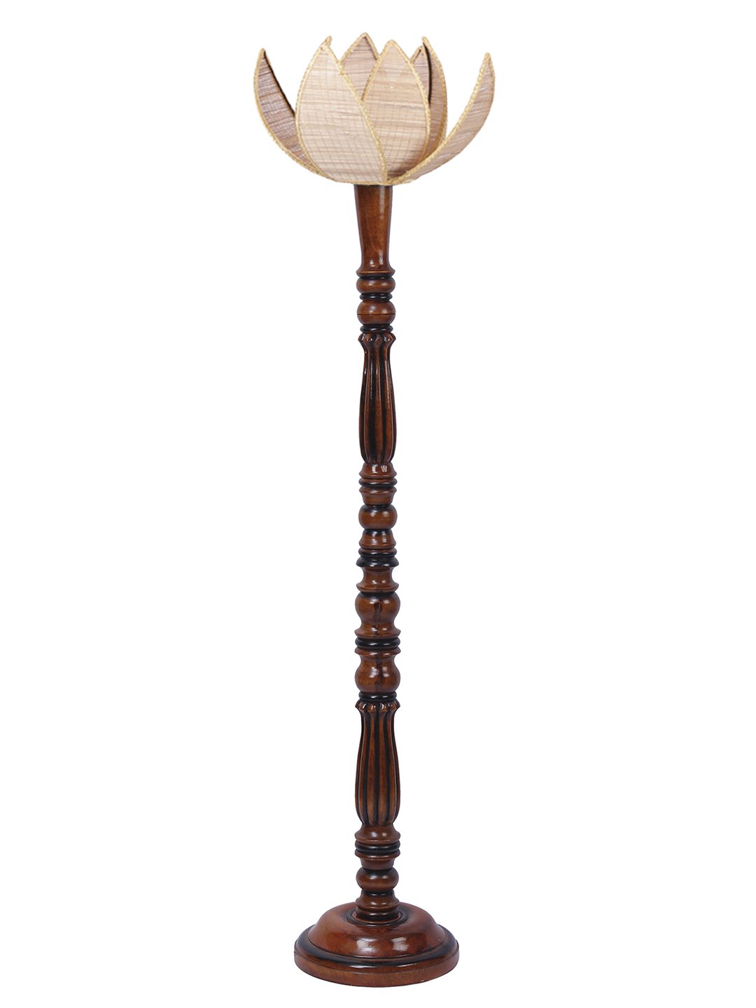 Ambika Home Luxury Cross Rose Bamaboo Handcrafted Wooden Floor Lamp for Home Décor | Handcrafted Wood Floor Lamp with Beige Bamboo Shade for Living Room, Bedroom & Home Decor - Image 8
