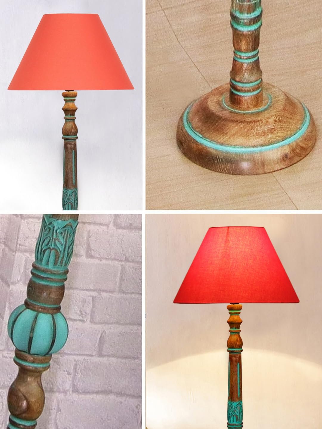 Ambika Home ORANGE Shade Wooden Floor Lamp for Living Room, Bedroom & Hallway | Modern Wood Standing Lamp | B22 Holder | Hotel & Guest Room Decor - Image 5