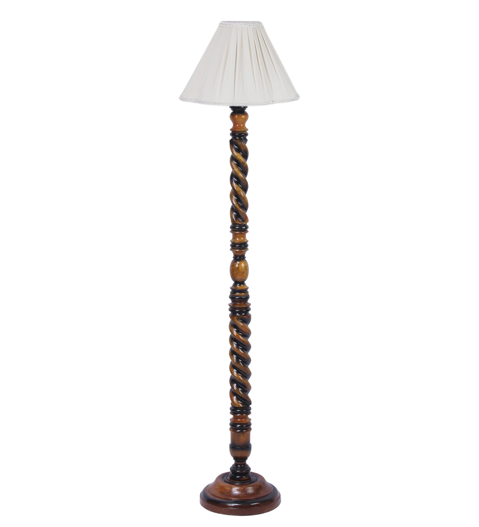 Ambika Home Elegant Empire Designer Shade Wooden Floor Lamp for Living Room, Bedroom, Hallway, Guest Room & Hotel Decor | Handcrafted Standing Lamp with E27 Holder - Image 5