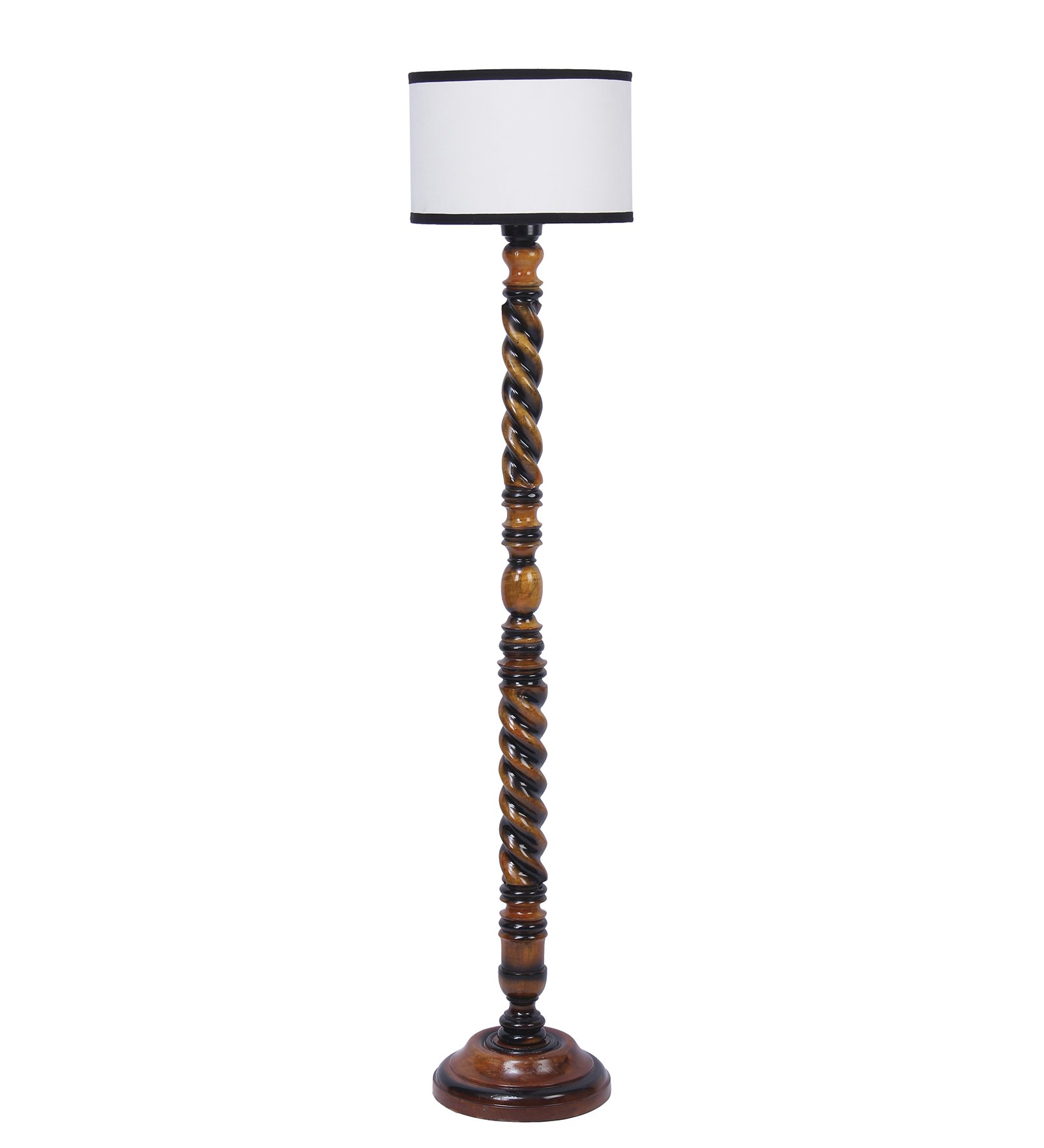 Ambika Home Monarch Manor Designer Shade Wooden Floor Lamp for Living Room, Bedroom, Hallway, Guest Room & Hotel Decor | Handcrafted Standing Lamp with E27 Holder - Image 5