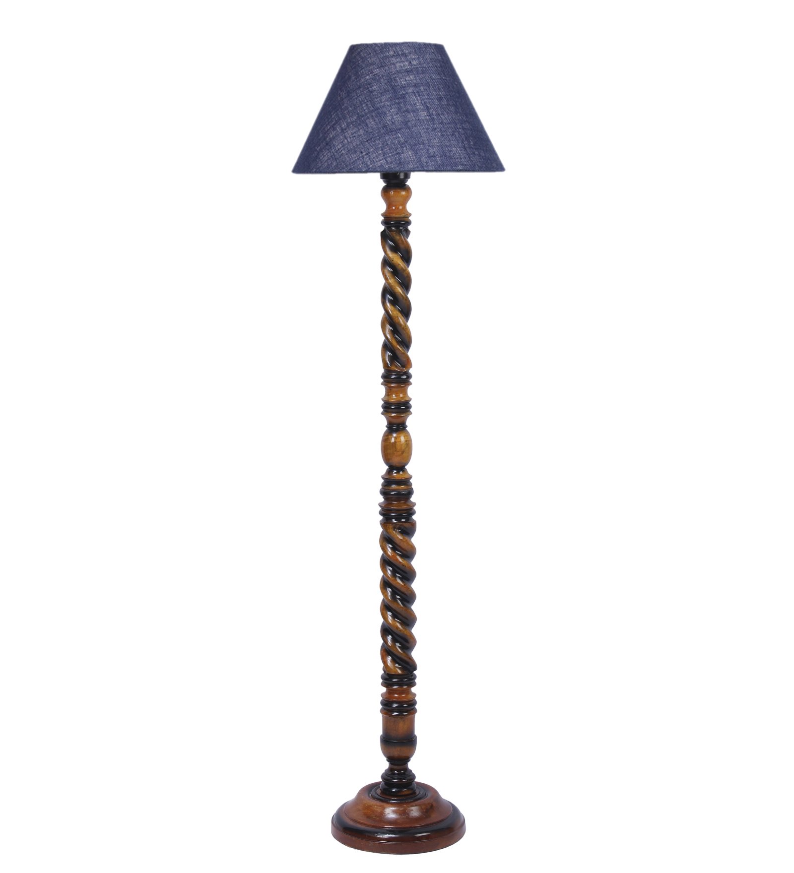 Ambika Home Classic Colonial Blue Shade Wooden Floor Lamp for Living Room, Bedroom, Hallway, Guest Room & Hotel Decor | Handcrafted Standing Lamp with E27 Holder - Image 7