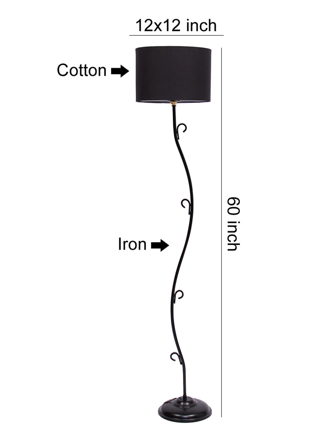 Ambika Home Zenith Series 129 – Black Premium Powder Coated Iron Floor Lamp for Luxury Living Rooms | E27 Holder Included Bulb - Image 6