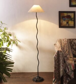 Ambika Home White  Jute  Zig Zag Floor Lamp | Modern Standing Lamp for Living Room, Bedroom & Home Decor