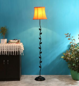 Ambika Home Orange cotton leaf floor lamp | Premium Floor Lamp for Living Room, Bedroom, Hallway, Hotel & Guest Room Decor