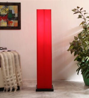 Ambika Home Prestige Residence Red Shade Premium Floor Lamp with Wooden Base | Luxury Designer Lighting | E27 Holder Included Bulb