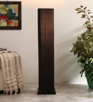 Ambika Home Monarch Elite Black Shade Premium Floor Lamp with Wooden Base | Luxury Designer Lighting | E27 Holder Included Bulb