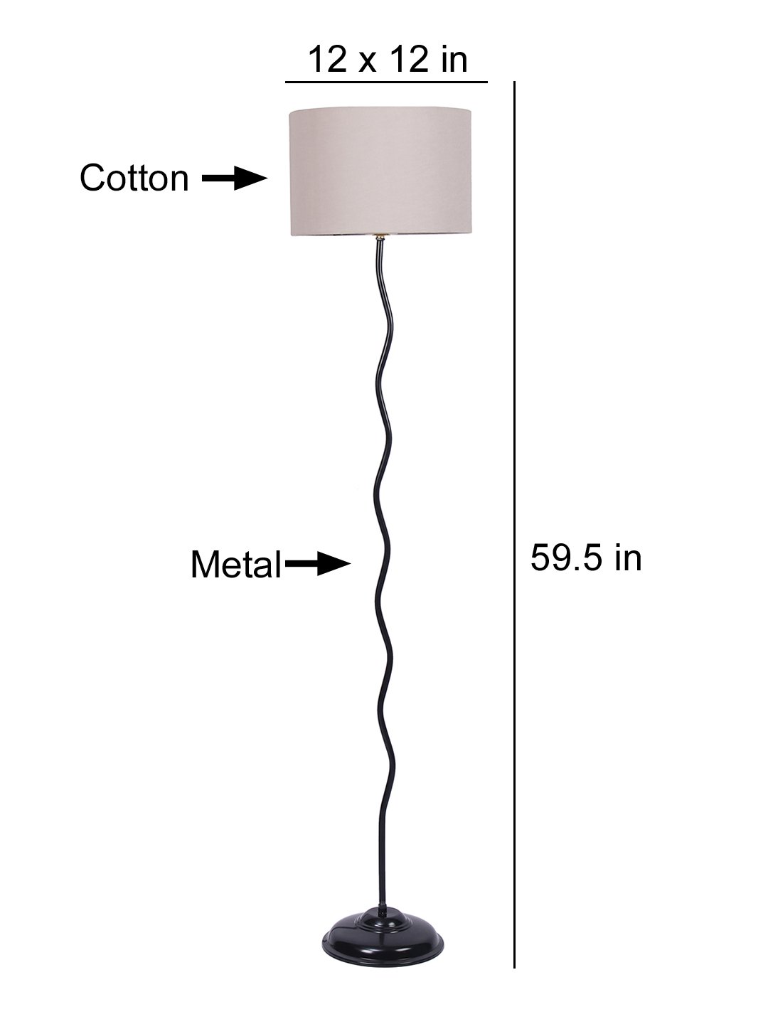 Ambika Home Grey Cotton Zig Zag Floor Lamp | Modern Standing Lamp for Living Room, Bedroom & Home Decor - Image 6