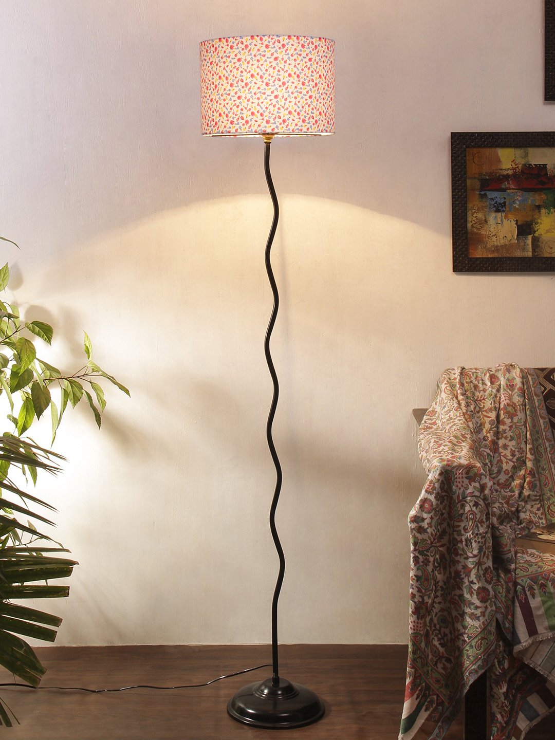 Ambika Home Multi Cotton Zig Zag Floor Lamp | Modern Standing Lamp for Living Room, Bedroom & Home Decor - Image 2