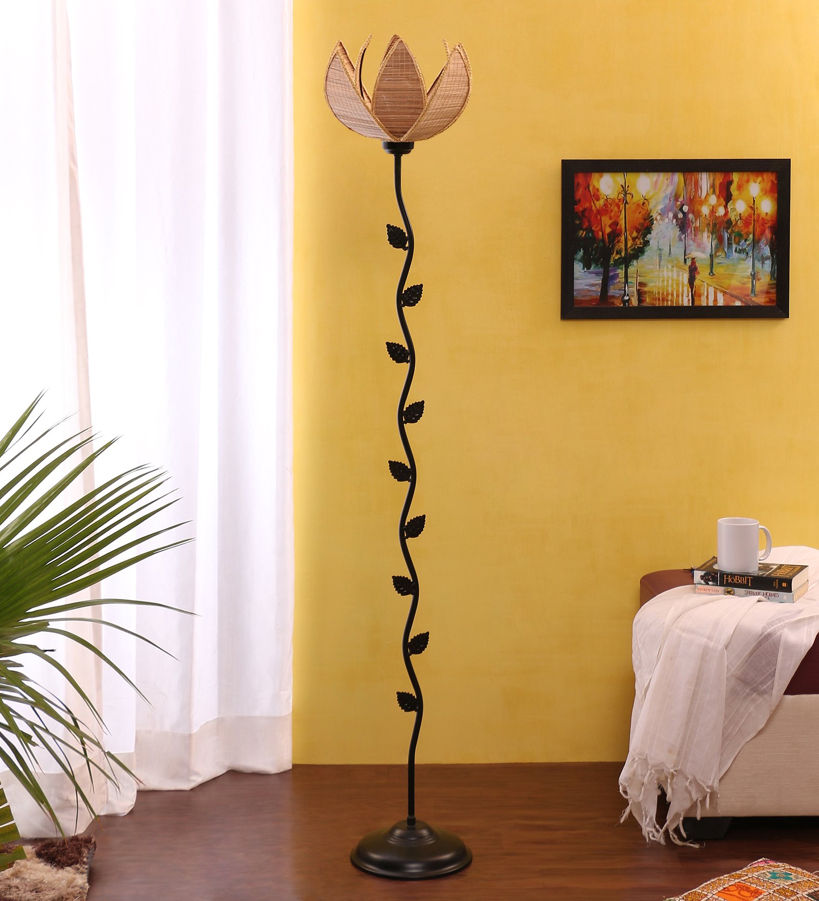 Ambika Home Bamboo Rose Leaf Floor Lamp | Premium Floor Lamp for Living Room, Bedroom, Hallway, Hotel & Guest Room Decor - Image 2