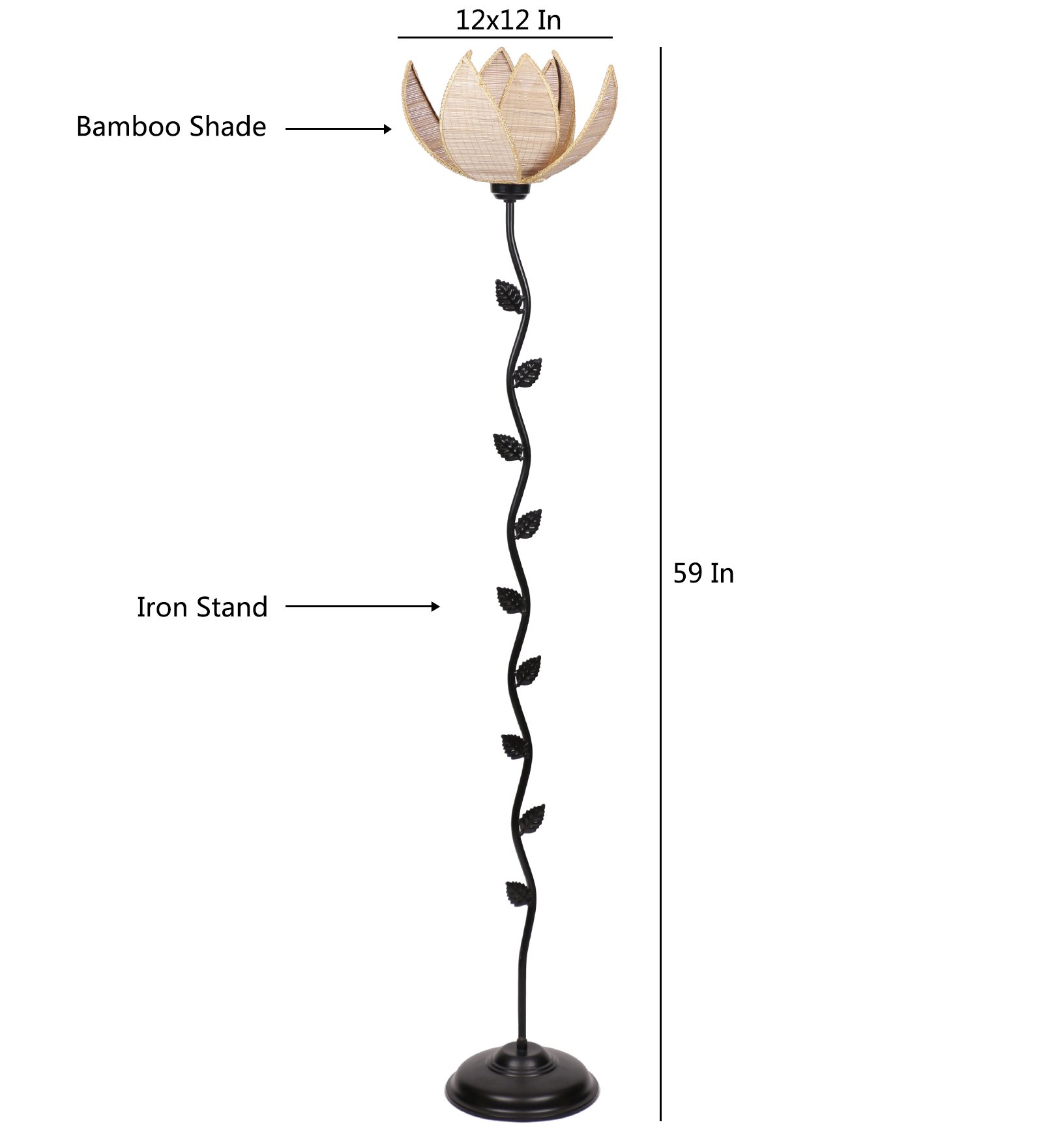 Ambika Home Bamboo Rose Leaf Floor Lamp | Premium Floor Lamp for Living Room, Bedroom, Hallway, Hotel & Guest Room Decor - Image 6