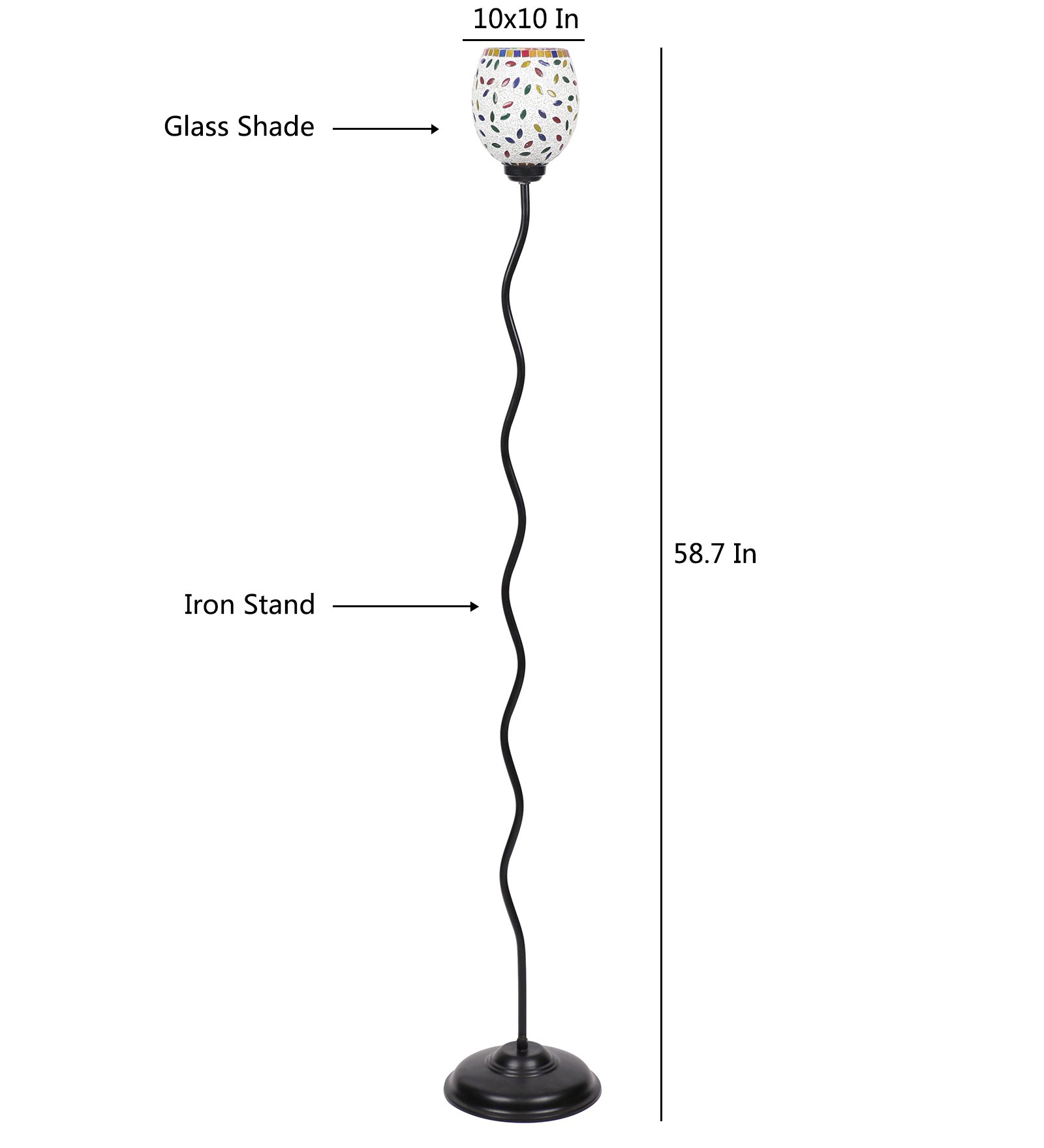 Ambika Home Multicolor Glass Zig Zag Floor Lamp | Modern Standing Lamp for Living Room, Bedroom & Home Decor - Image 6