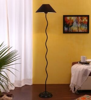 Ambika Home Black Cotton  Zig Zag Floor Lamp | Modern Standing Lamp for Living Room, Bedroom & Home Decor