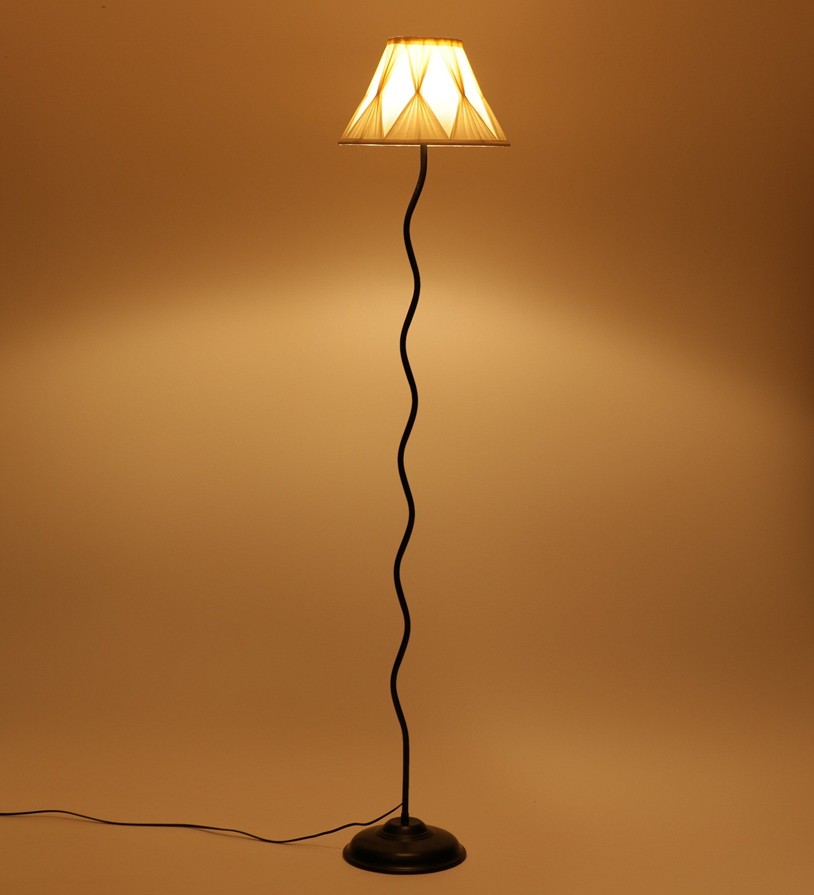 Ambika Home Off-white Cotton Zig Zag Floor Lamp | Modern Standing Lamp for Living Room, Bedroom & Home Decor - Image 3
