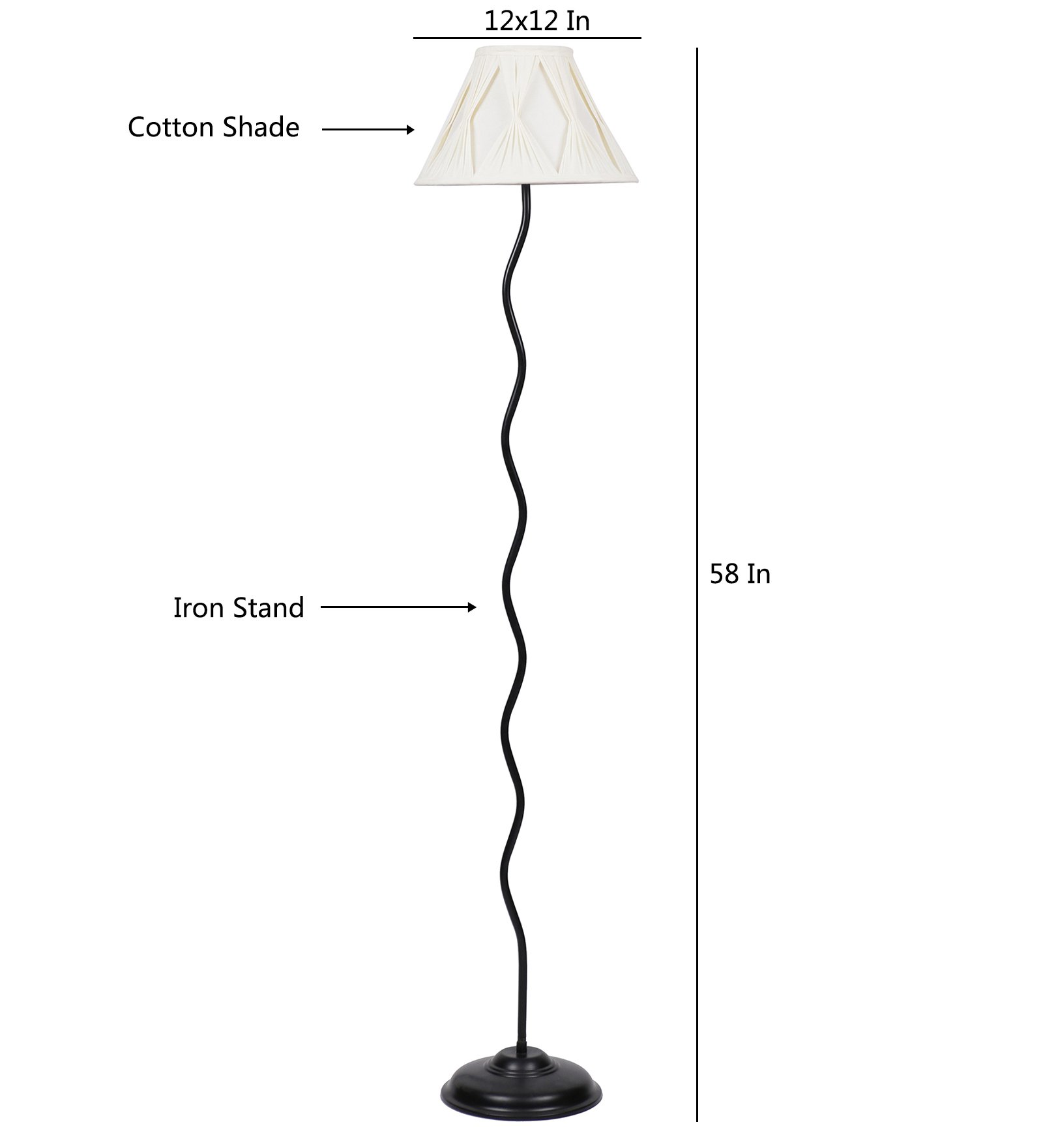 Ambika Home Off-white Cotton Zig Zag Floor Lamp | Modern Standing Lamp for Living Room, Bedroom & Home Decor - Image 6