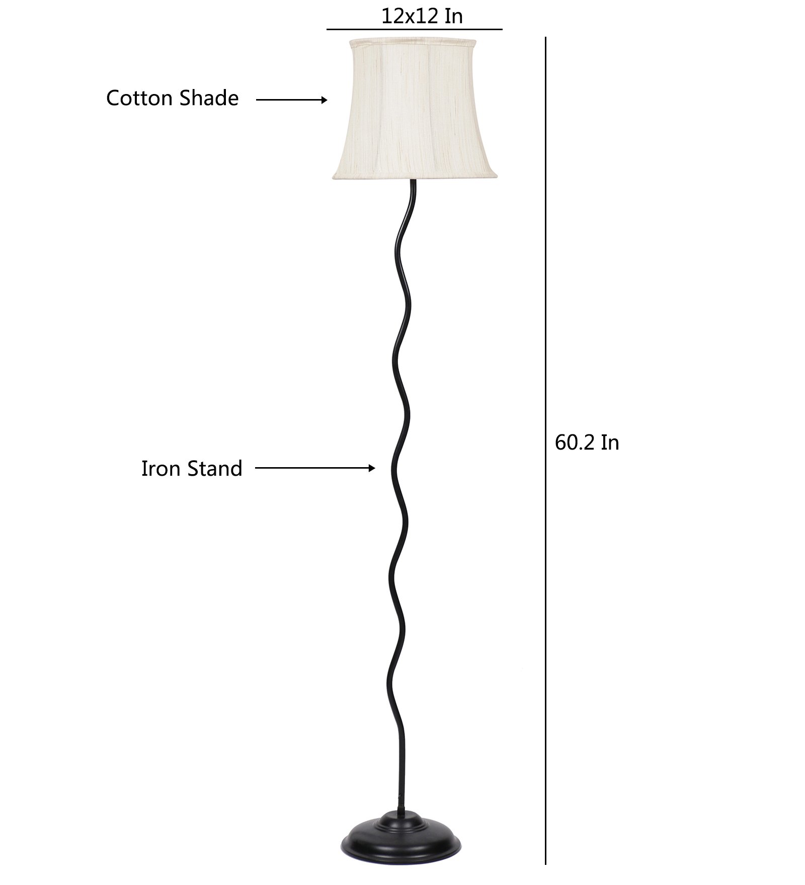 Ambika Home Off-white Cotton Zig Zag Floor Lamp | Modern Standing Lamp for Living Room, Bedroom & Home Decor - Image 6
