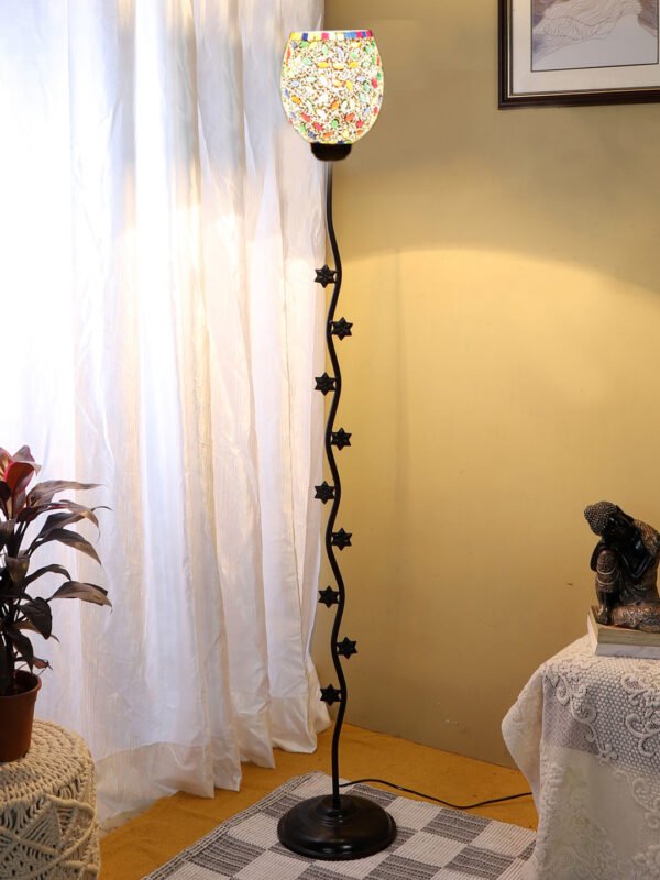 Ambika Home Aristocrat Glow Multi Shade Premium Iron Floor Lamp with Iron Base & Powder Coated Finish | E27 Holder Included Bulb - Image 13