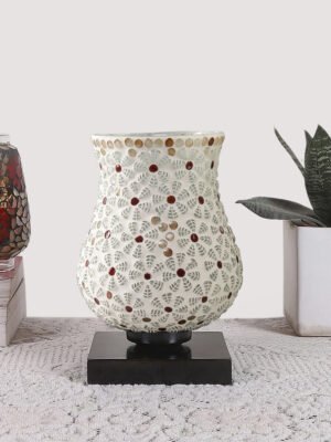 Ambika Home Aurora Mosaic Multicolor Mosaic Glass Table Lamp with Wooden Base | Premium Bedside Lamp for Bedroom, Living Room, Hall, Hotel, CafÃ©, Restaurant & Office | E27 Compatible