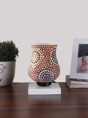 Ambika Home Aurora Mosaic Multicolor Mosaic Glass Table Lamp with Wooden Base | Premium Bedside Lamp for Bedroom, Living Room, Hall, Hotel, CafÃ©, Restaurant & Office | E27 Compatible