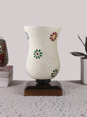 Ambika Home Aurelia Mosaic Multicolor Mosaic Glass Table Lamp with Wooden Base | Premium Bedside Lamp for Bedroom, Living Room, Hall, Hotel, CafÃ©, Restaurant & Office | E27 Compatible