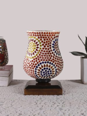 Ambika Home Celeste Mosaic Multicolor Mosaic Glass Table Lamp with Wooden Base | Premium Bedside Lamp for Bedroom, Living Room, Hall, Hotel, CafÃ©, Restaurant & Office | E27 Compatible