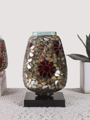 Ambika Home Lumina Mosaic Multicolor Mosaic Glass Table Lamp with Wooden Base | Premium Bedside Lamp for Bedroom, Living Room, Hall, Hotel, CafÃ©, Restaurant & Office | E27 Compatible