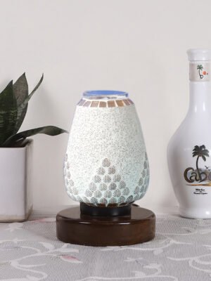 Ambika Home Celeste Mosaic Multicolor Mosaic Glass Table Lamp with Wooden Base | Premium Bedside Lamp for Bedroom, Living Room, Hall, Hotel, CafÃ©, Restaurant & Office | E27 Compatible