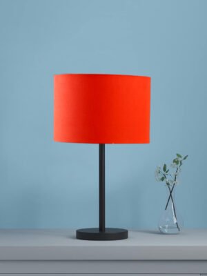 Ambika Home Celeste Collection Orange Table Lamp with Black Iron Base | Premium Bedside Lamp for Bedroom, Living Room, Hall, Hotel, CafÃ© & Office | E27 Compatible
