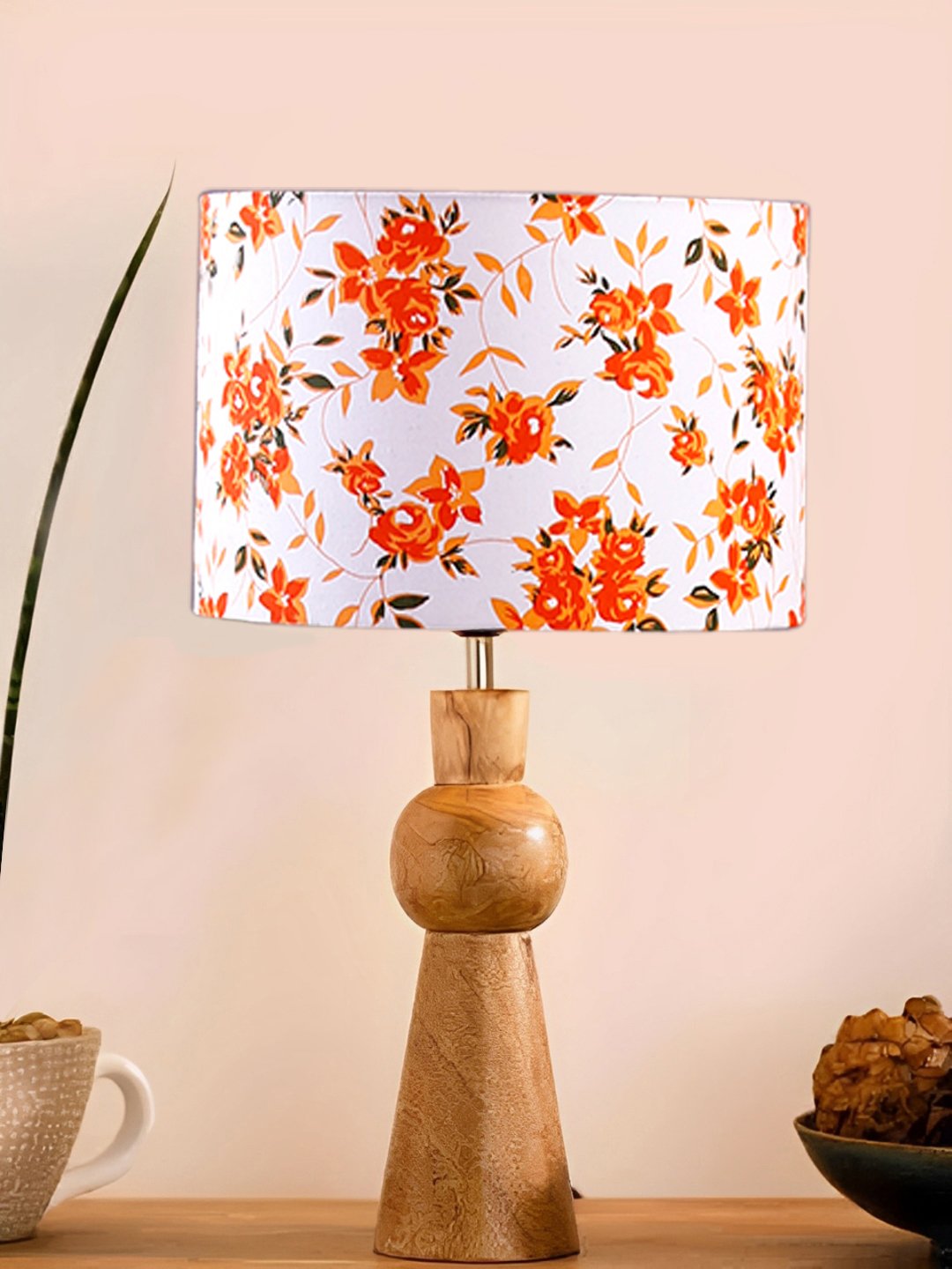 Ambika Home Multicolor cotton Rocket Table Lamp with Wooden Base | Decorative Bedside Lamp for Bedroom, Living Room, Hall, Hotel, Café, Restaurant, Office & Study Room | E27 Compatible