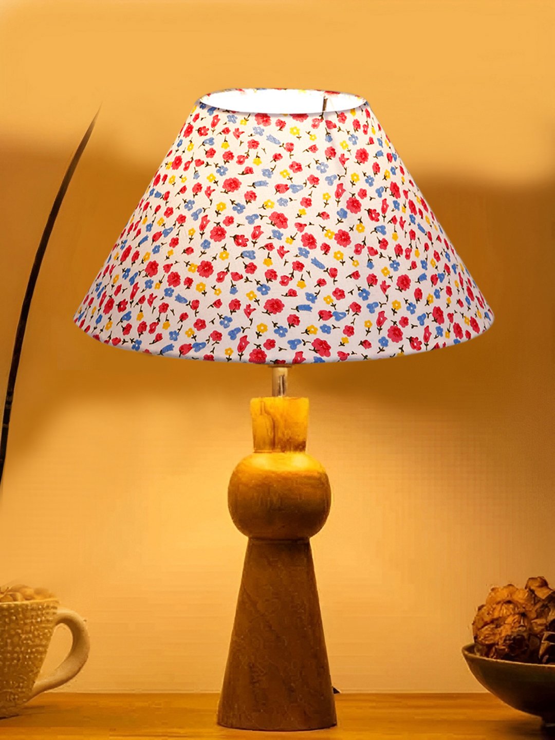 Ambika Home Multi Cotton Rocket Table Lamp with Wooden Base | Decorative Bedside Lamp for Bedroom, Living Room, Hall, Hotel, Café, Restaurant, Office & Study Room | E27 Compatible - Image 2