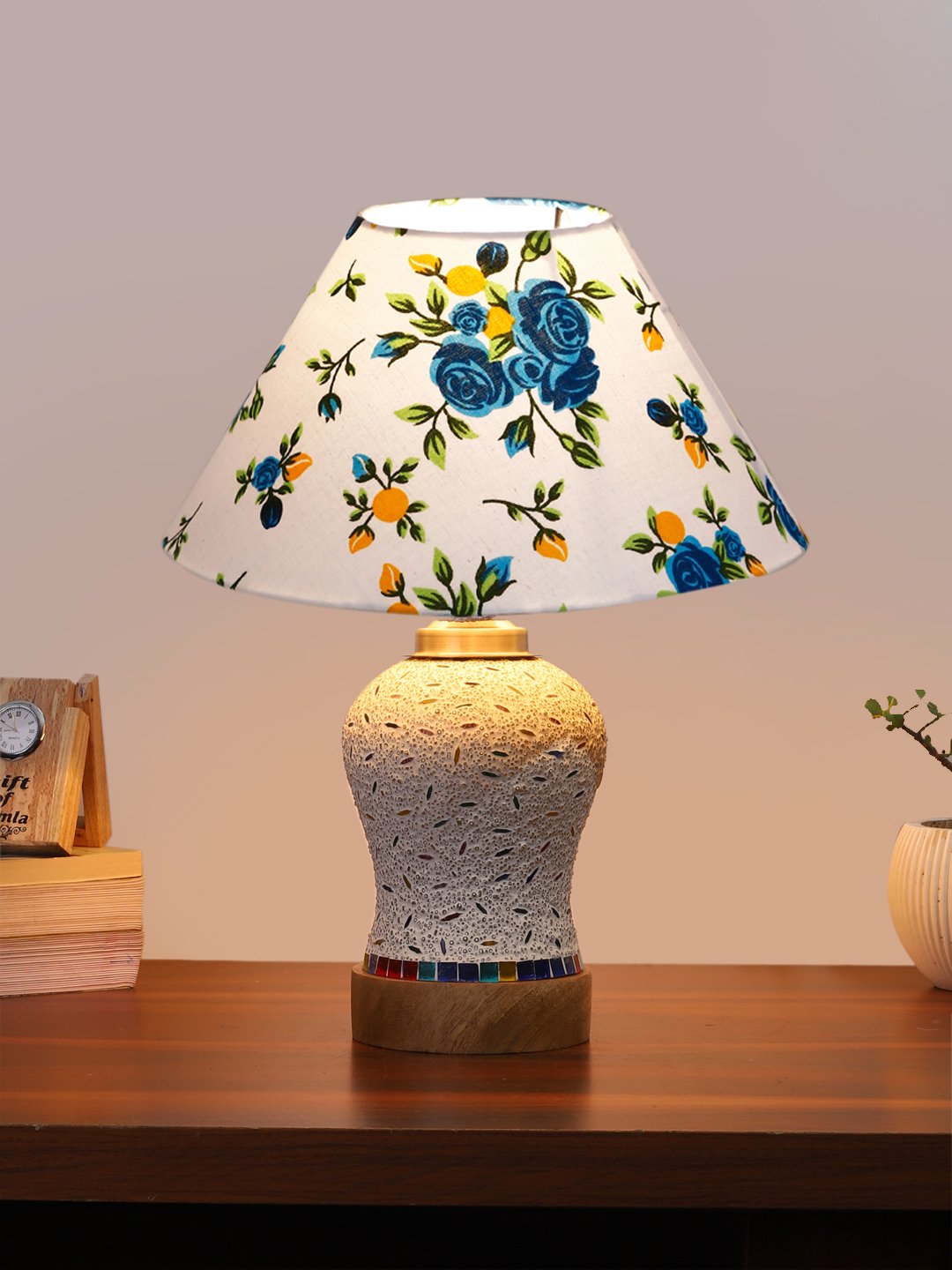 Ambika Home Multicolor Cotton Mosaic Glass Table Lamp | Decorative Bedside Lamp for Bedroom, Living Room, Hall, Hotel, Café, Restaurant, Office & Study Room | E27 Compatible - Image 2