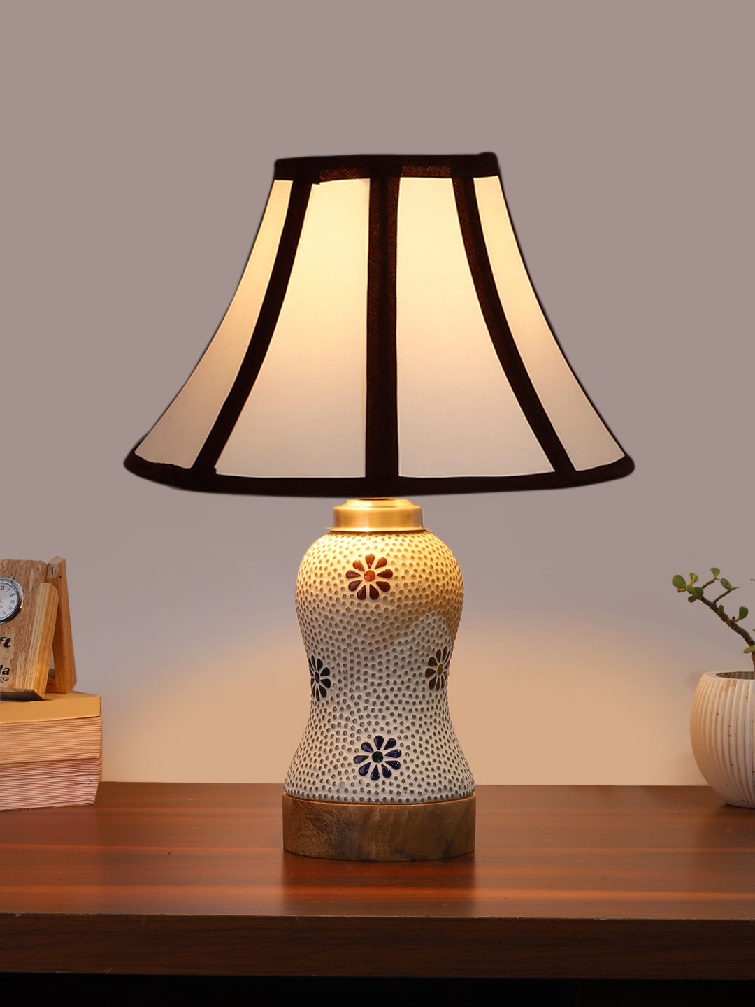 Ambika Home Multicolor Cotton Mosaic Glass Table Lamp | Decorative Bedside Lamp for Bedroom, Living Room, Hall, Hotel, Café, Restaurant, Office & Study Room | E27 Compatible - Image 2